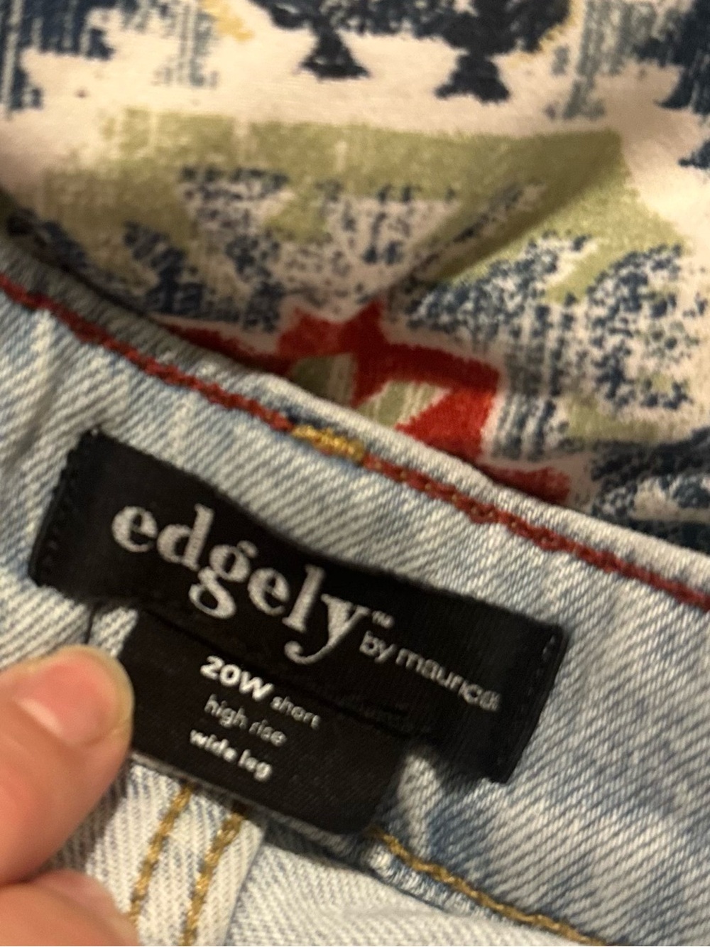 Edgely High-Rise Wide Leg Jeans in Light Blue with Red Topstitching